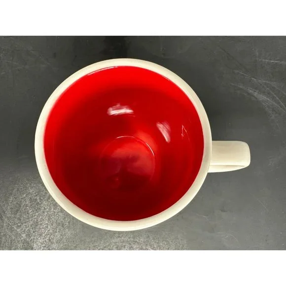 RAE DUNN CHEER White Coffee Mug Typewriter Font Red Interior 20 oz Christmas - Picture 5 of 7